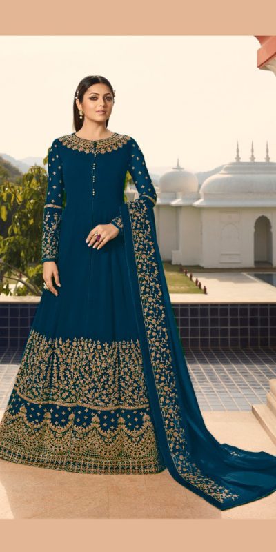 Pretty Royal Blue Color Georgette With Cording Work Sharara Suit