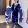 Pretty Royal Blue Color Pure Viscose Velvet Embroidery Sharara
