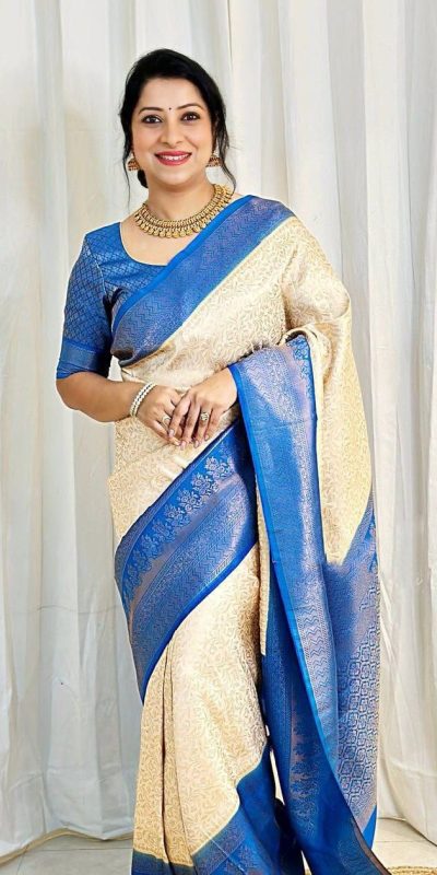 Radiant Golden Color Soft Lichi Silk Ordinary Design Pallu Saree