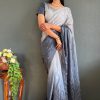 Radiant Grey Color Pure Chinon Chiffon Sirvoski Dimond Saree