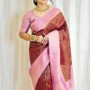 Radiant Maroon Color Soft Lichi Silk Ordinary Design Pallu Saree