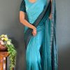Radiant Navy Blue Pure Chinon Chiffon Sirvoski Dimond Saree