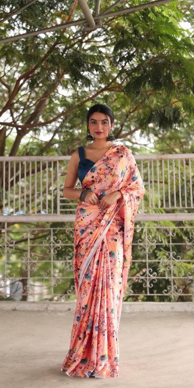 Radiant Orange Heavy Devsena Soft Silk Digital Printed Saree