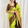Radiant Parrot Green Color Soft Lichi Silk Ordinary Design Saree