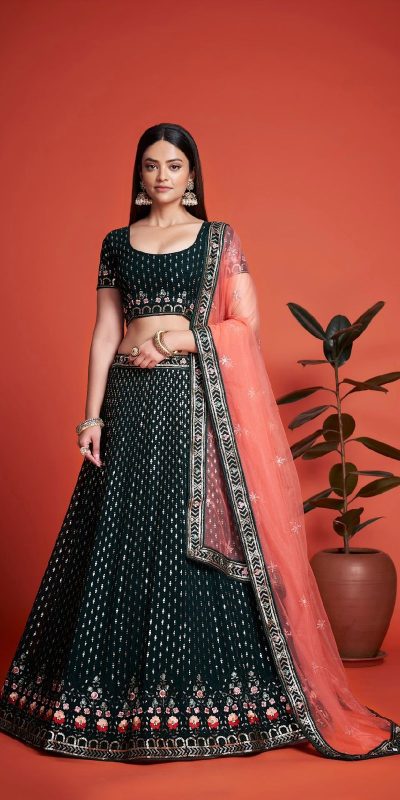 Sightly Black Color Georgette Embroidery Sequins Lehenga Choli