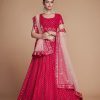 Sightly Red Color Georgette Embroidery Sequins Lehenga Choli