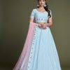 Sightly Sky Blue Color Georgette Embroidery Sequins Lehenga Choli