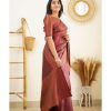 Slightly Brown Color Soft Lichi Silk Cloth Rich Pallu All Over Saree