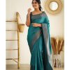 Slightly Peacock Blue Soft Lichi Silk Rich Pallu All Over Saree