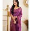 Slightly Purple Color Soft Lichi Silk Cloth Rich Pallu All Over Saree