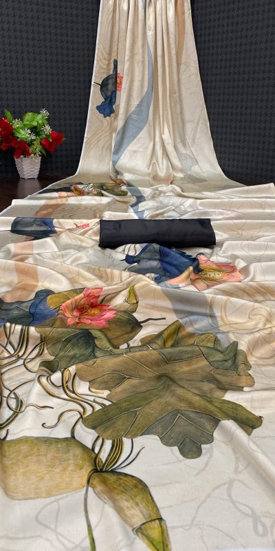 Softly Golden Color Devsena Soft Silk Saree Digital Print Saree