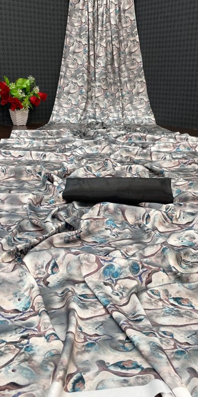 Softly Grey Color Devsena Soft Silk Saree Digital Print Saree