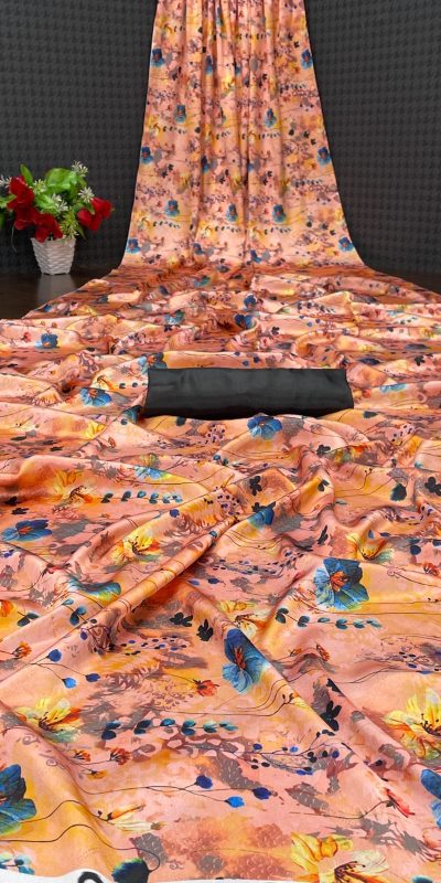 Softly Orange Color Devsena Soft Silk Saree Digital Print Saree
