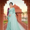 Special Blue Georgette Chiffon Multiple Zari Pata Design Saree