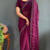 Special Purple Color Pure Satara Heavy Siloski Dimond Saree