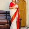 Specially White Color Soft Lichi Silk Ordinary Design Pallu Saree