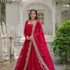 Stylish Red Color Garget With Full Sleeves Fancy lace Gown