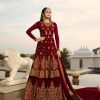 Stylish Red Color Georgette With Embroidery Work Sharara Suit