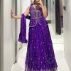 Stylish Violet Color Chinon Embroidery Thread Work Lehenga Choli