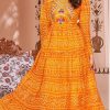 Sublime Orange Color Heavy Georgette Printed Embroidery Gown