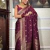 Sublime Purple Banarasi Soft Silk Extra Ordinary Design Saree