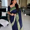 Navy Blue Soft Silk Pallu Saree