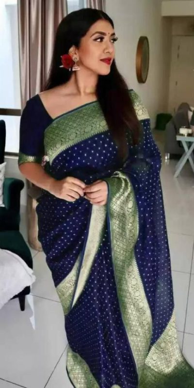 KP 4012 Navy Blue Color Soft Lichi Silk Cloth Beautiful Rich Pallu Saree Casual, Party Wear, Wedding, Events Etc.   Expected Delivery 4-6 Working Days @ 1349 | Designer Sarees, Sarees, Bollywood Sarees, Creative Sarees, Embroidered Sarees, Ethnic Saree, Modern Digital sarees, Party Wear Sarees