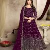 Wine Georgette Multi Thread Zari Anarkali Suit