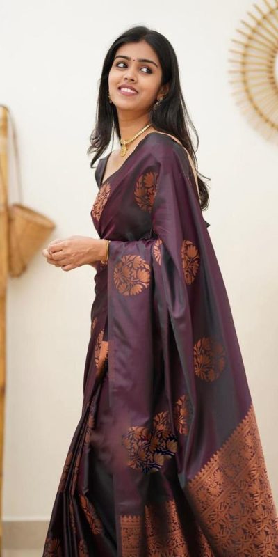 KP 4064 Wine Color Soft Lichi Silk Jacquard On All Over Saree Casual, Party Wear, Wedding, Events Etc. Expected Delivery 4-6 Working Days @1249/- | Designer Sarees, Sarees, Bollywood Sarees, Creative Sarees, Embroidered Sarees, Ethnic Saree, Modern Digital sarees, Party Wear Sarees