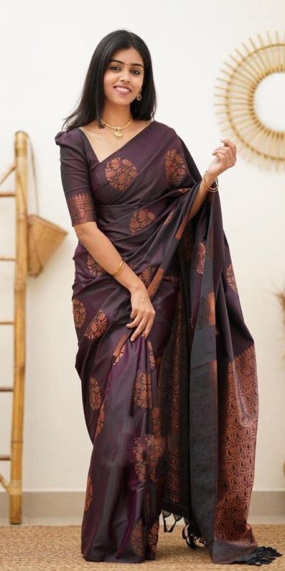 KP 4064 Wine Color Soft Lichi Silk Jacquard On All Over Saree Casual, Party Wear, Wedding, Events Etc. Expected Delivery 4-6 Working Days @1249/- | Designer Sarees, Sarees, Bollywood Sarees, Creative Sarees, Embroidered Sarees, Ethnic Saree, Modern Digital sarees, Party Wear Sarees