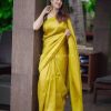 Yellow Soft Silk Pallu Saree