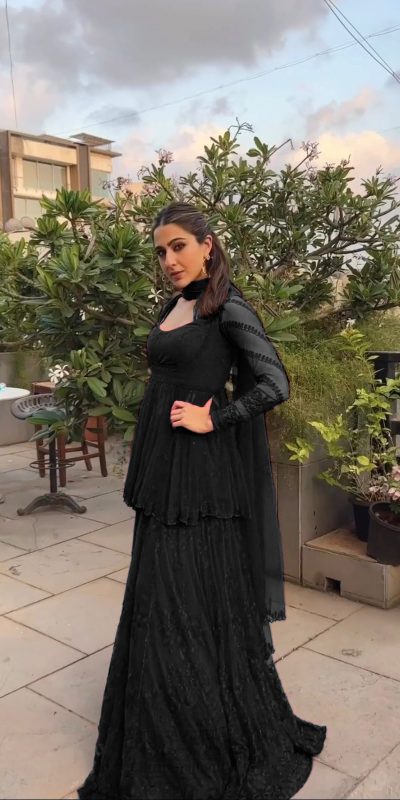 Aesthetically Black Color Foix Georgette Embroidery Salwar Suit