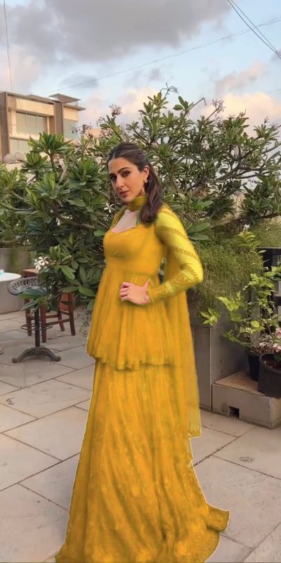 Aesthetically Yellow Color Foix Georgette Embroidery Salwar Suit