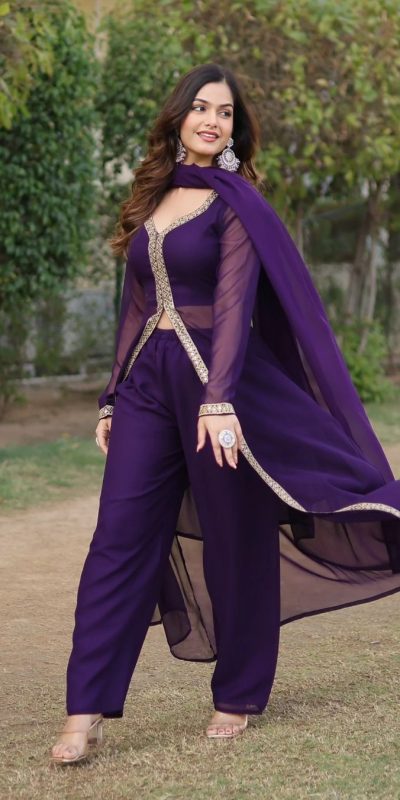 Aglow Blue Color Georgette Embroidery Sequence Salwar Suit