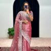 Aglow Pink Color Burberry With Blooming Embroidery Saree