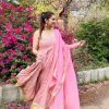 Aglow Pink Color Georgette Thread With Sequence Salwar Suit