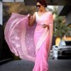 Aglow Pink Color Soft Lichi Silk Ordinary Design Rich Pallu Saree