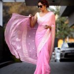 Aglow Pink Color Soft Lichi Silk Ordinary Design Rich Pallu Saree