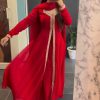 Aglow Red Color Georgette Embroidery Sequence Salwar Suit