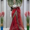 Aglow Red Color Jimmy choo Thread & Sequence Work Saree