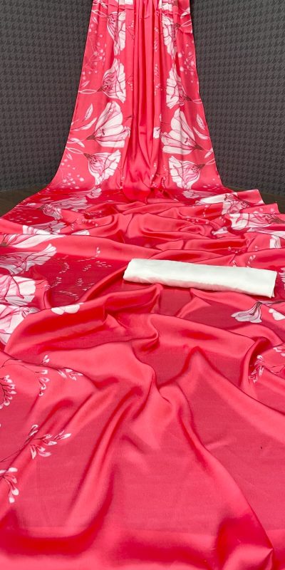 Aglow Rose Pink Color Devsena Soft Silk Digital Printed Saree