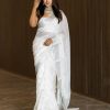 Aglow White Color Soft Lichi Silk Ordinary Design Rich Pallu Saree