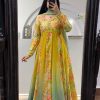 Aglow Yellow Color Muslin Digital Printed Hand Work Salwar Suit
