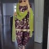 Artful Purple Color Georgette Less Patti Work Sleeve Salwar Suit                                                                    