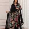 Beautiful Black Color Chant Crepe Digital Printed Work Gown