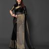 Beautiful Black Color Chiffon Running Chiffon Blouse Work Saree
