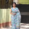 Classic Blue Color Linen Beautiful Digital Printed Work Saree