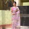 Classic Pink Color Linen Beautiful Digital Printed Work Saree