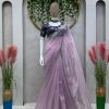 Cute Light Violet Color Jimmy Choo Thread  Sequence Work Saree