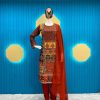 Dazzling Red Color Maslin Printed And Real Mirror Salwar Suit